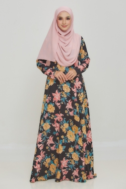 JUBAH PRINTED 39.08 - BLACK